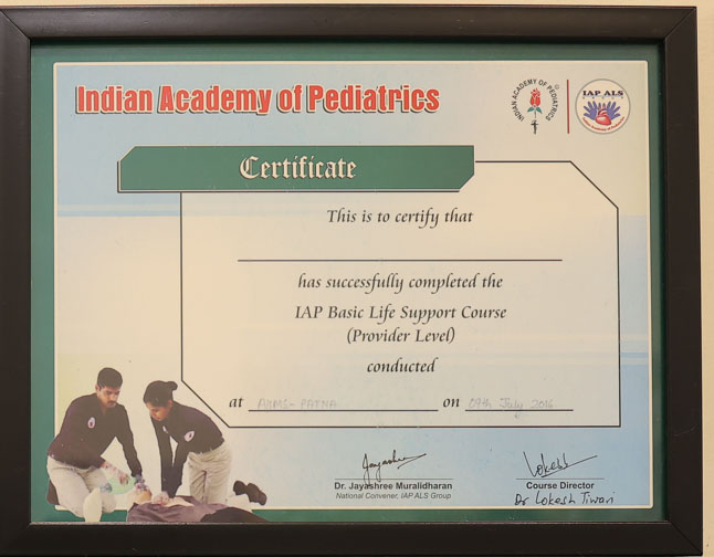 Indian Academy of Pediatrics Certificate